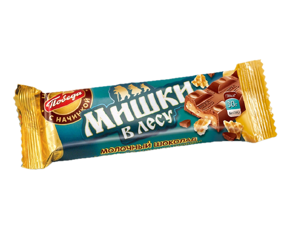 Шоколад молочный с начинкой и вафельной крошкой Мишки в лесу